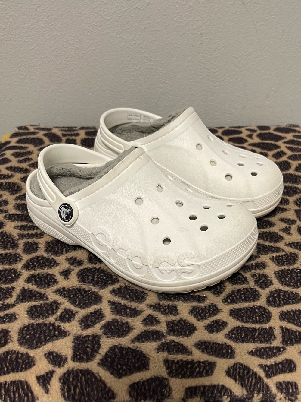 Crocs Classic Baya Lined Convertible Clogs White Rubber Juniors Girls 1
